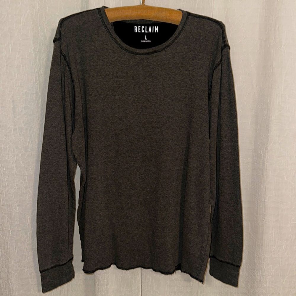 Buckle Reclaim L Crewneck Pullover Knit Army Camo Green Unhemmed Sweater
